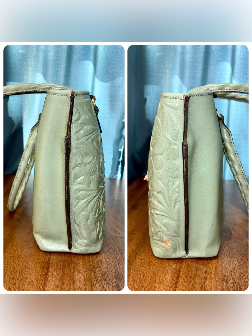 Patricia Nash GUC Adeline Tote Bag - Light Sage Green - Floral Tooled Leather - Picture 5 of 14